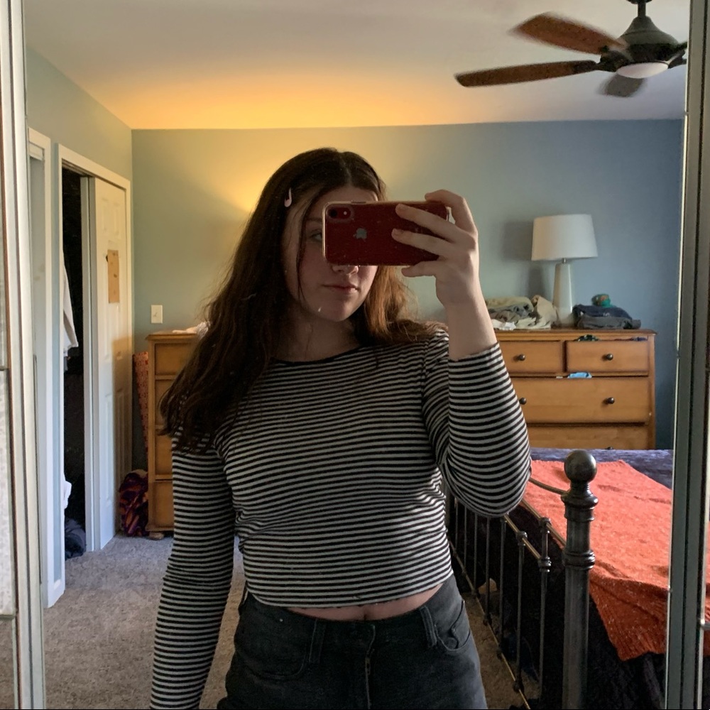 Black & White Striped Long-sleeve